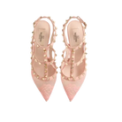 Valentino Rockstud Lace Pump With Straps 100mm Peach Rose