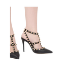 Valentino Rockstud Grainy Leather Ankle Strap Pump 100mm Black