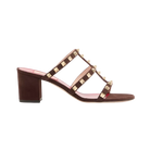 Valentino Rockstud Slide Sandal In Suede 60mm Ebony