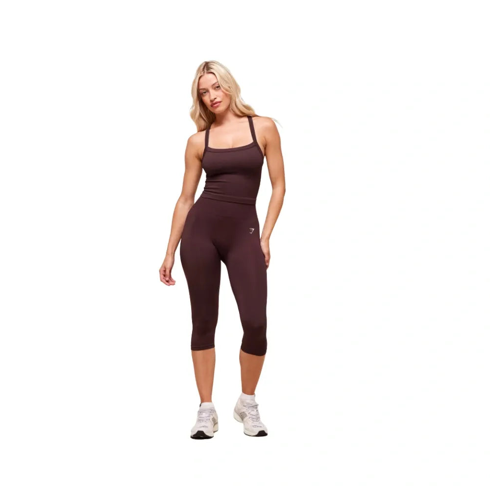Gymshark Everyday Seamless Ribbed Midi Top Cherry Purple