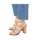 Valentino Rockstud Laminated Calfskin Sandal With Straps 90mm Gold