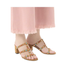 Valentino Rockstud Slide Sandal In Suede With Cabochon Stones 60mm Havana Beige
