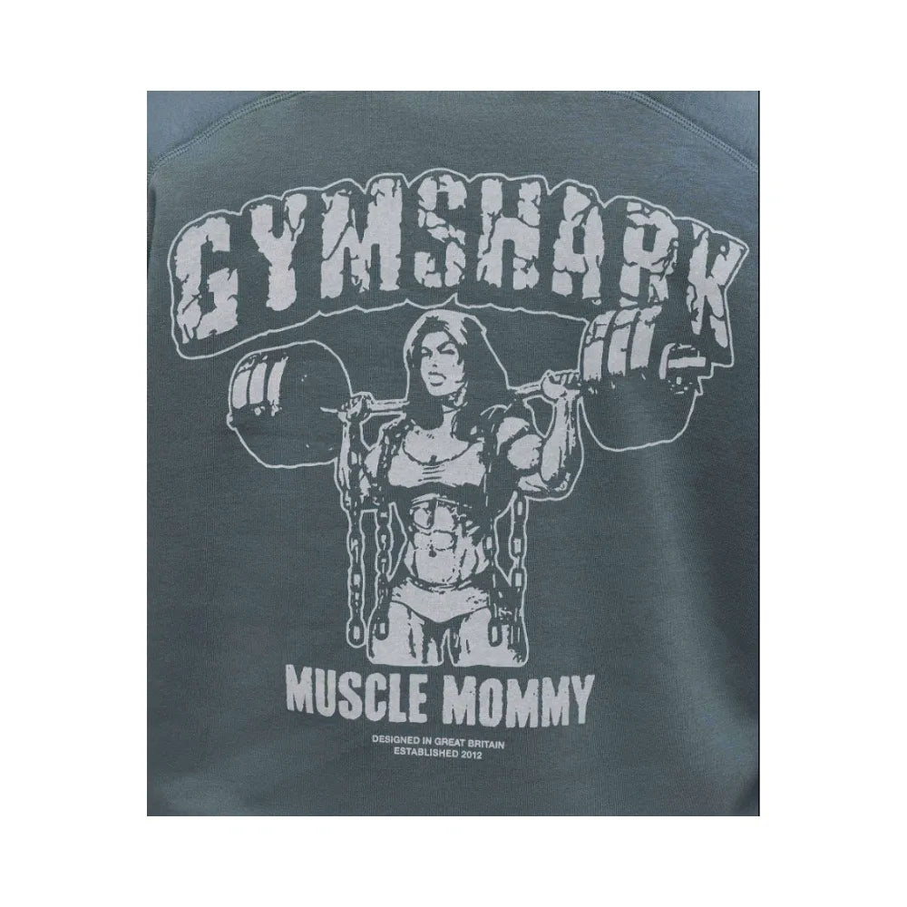 Gymshark Gritty Muscle Mommy Graphic Hoodie Titanium Blue