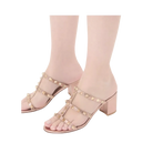 Valentino Rockstud Slide Sandal In Laminated Nappa Leather 60mm Rose Cannelle