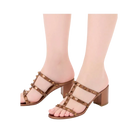 Valentino Rockstud Metallic Calfskin Leather Slide Sandal 60mm Bronze