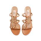 Valentino Rockstud Calfskin Leather Slide Sandal 60mm Almond