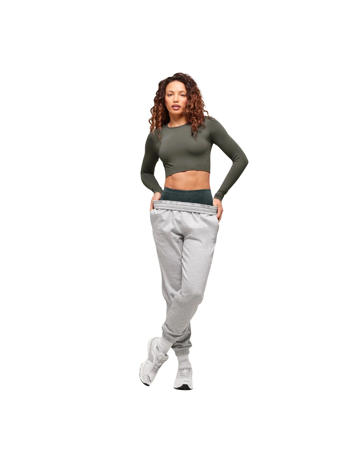 Gymshark Everyday Seamless Long Sleeve Crop Top Strength Green