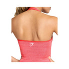 Gymshark Vital Halter Neck Tank With Shelf Crop Top Coral Red Marl