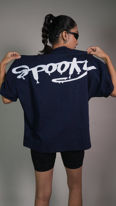 MIDNIGHT SPOOKY NAVY WOMEN’S OVERSIZED T-SHIRT