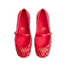 Valentino Ondette Rubber Ballerina With Scallop Pattern 05mm Coral