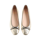 Valentino VLogo Signature Ballerina In Laminated Nappa 05mm Platinum