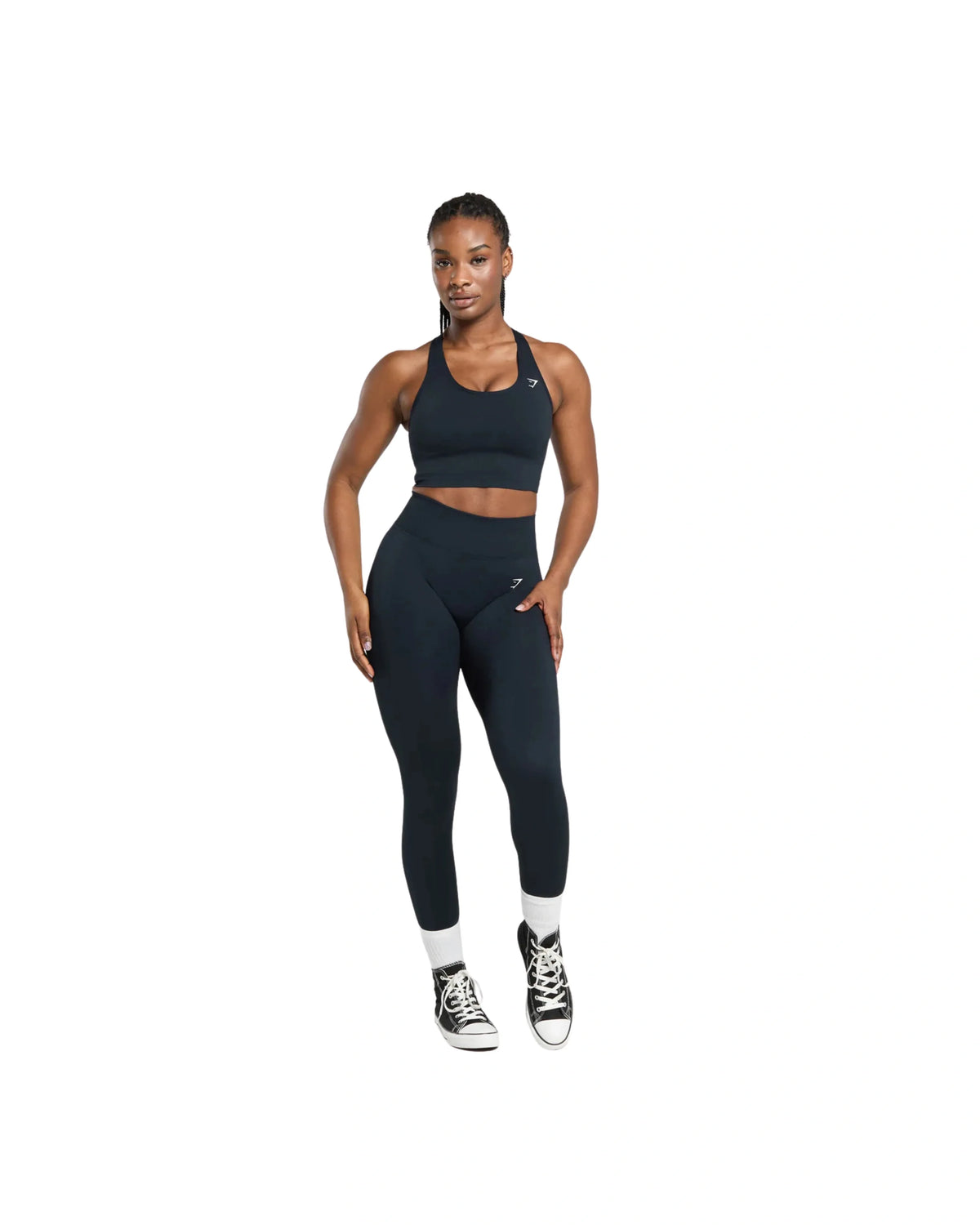 Gymshark Lift Seamless Midi Tank With Shelf Midnight Blue