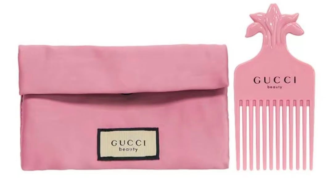 Gucci Gardenia Comb + Pink Floral Makeup Bag - Portable