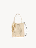 CHLOE Small Chloé Spin tote bag in metallized leather with horse charms Light Gold