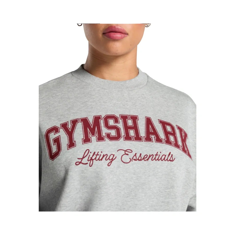 Gymshark Lifting Essentials Graphic Brushed Oversized Sweatshirt Light Grey Core Marl
