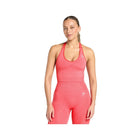 Gymshark Vital Halter Neck Tank With Shelf Crop Top Coral Red Marl