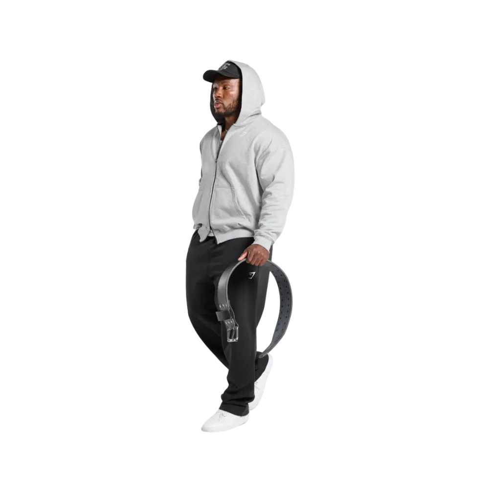Gymshark Power Zip Up Hoodie Oversized Fit Light Grey Core Marl