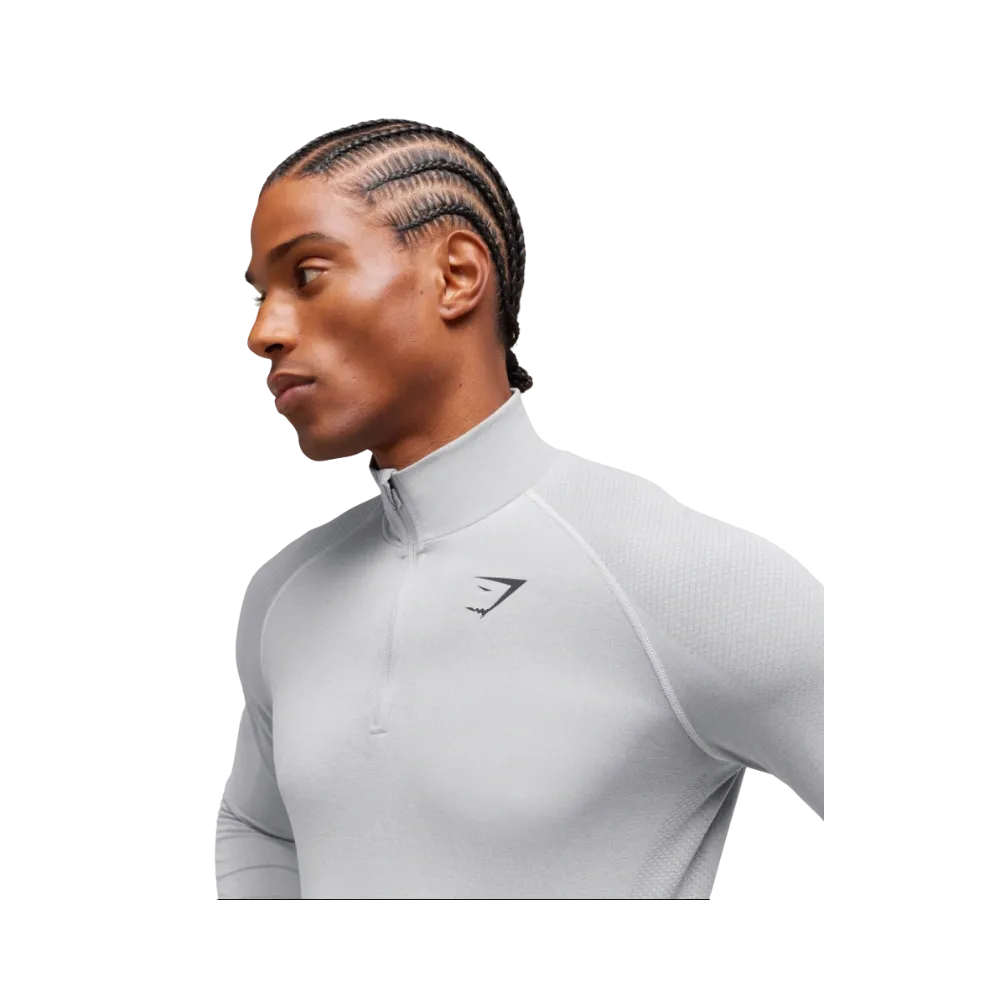 Gymshark Vital Seamless 1/4 Zip Slim Fit Light Grey/Smokey Grey