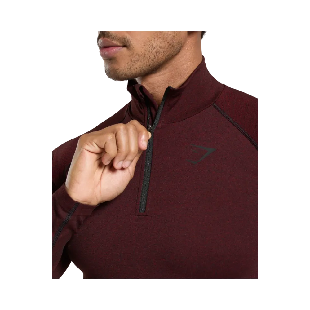 Gymshark Vital Seamless 1/4 Zip Slim Fit Black/Sets Red