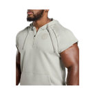 Gymshark Legacy 1/4 Zip Cap Sleeve Hoodie Regular Fit Stone Grey