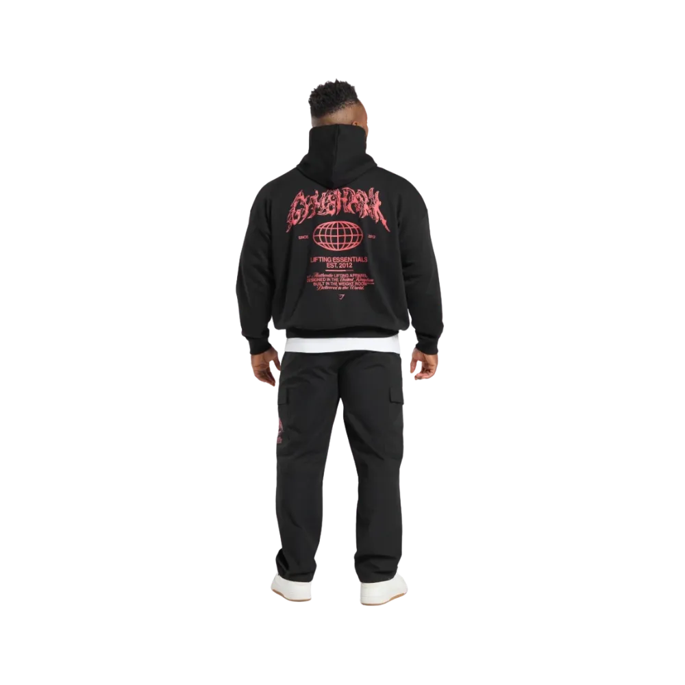 Gymshark Metal Lifting Graphic Hoodie Oversized Fit Black