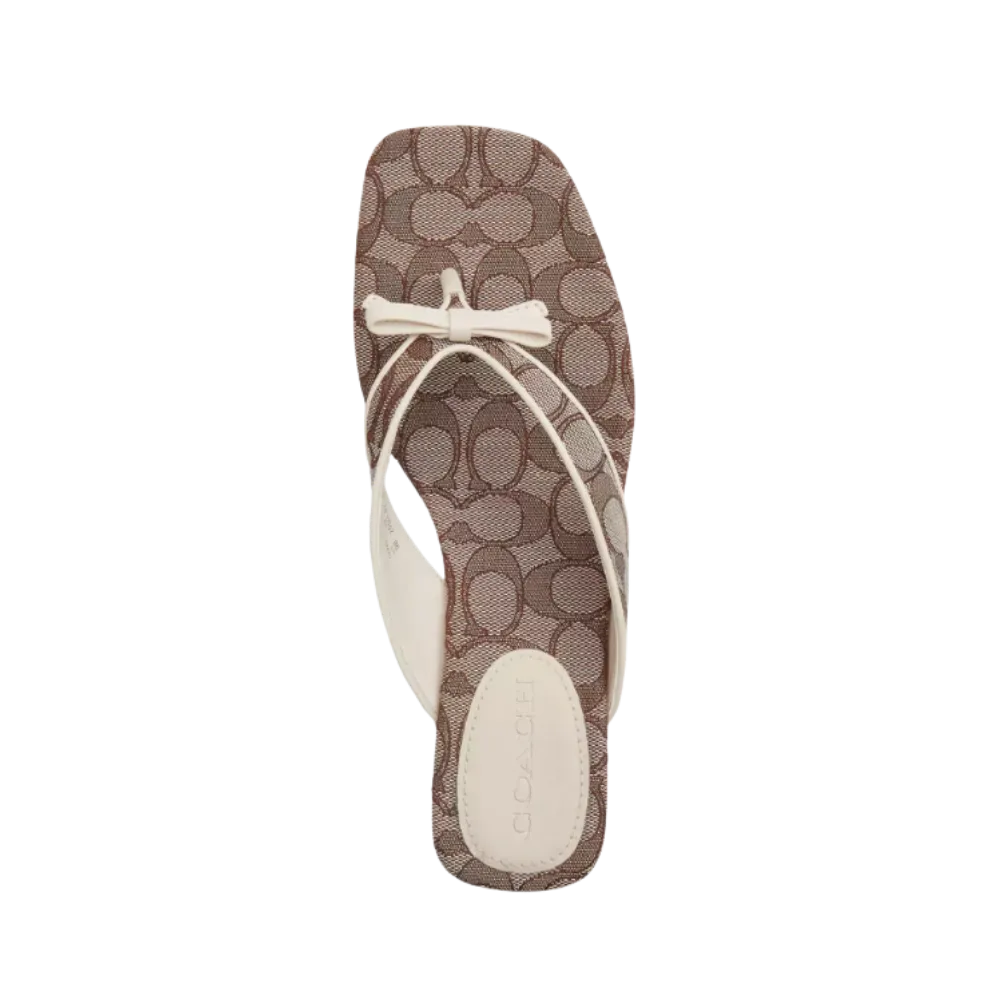 Coach Bow Thong Kitten In Signature Jacquard Chalk