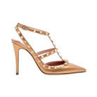 Valentino Rockstud Pump In Laminated Nappa Leather 100mm Gold