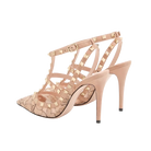 Valentino Rockstud Lace Pump With Straps 100mm Skin