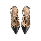 Valentino Rockstud Grainy Leather Ankle Strap Pump 100mm Black