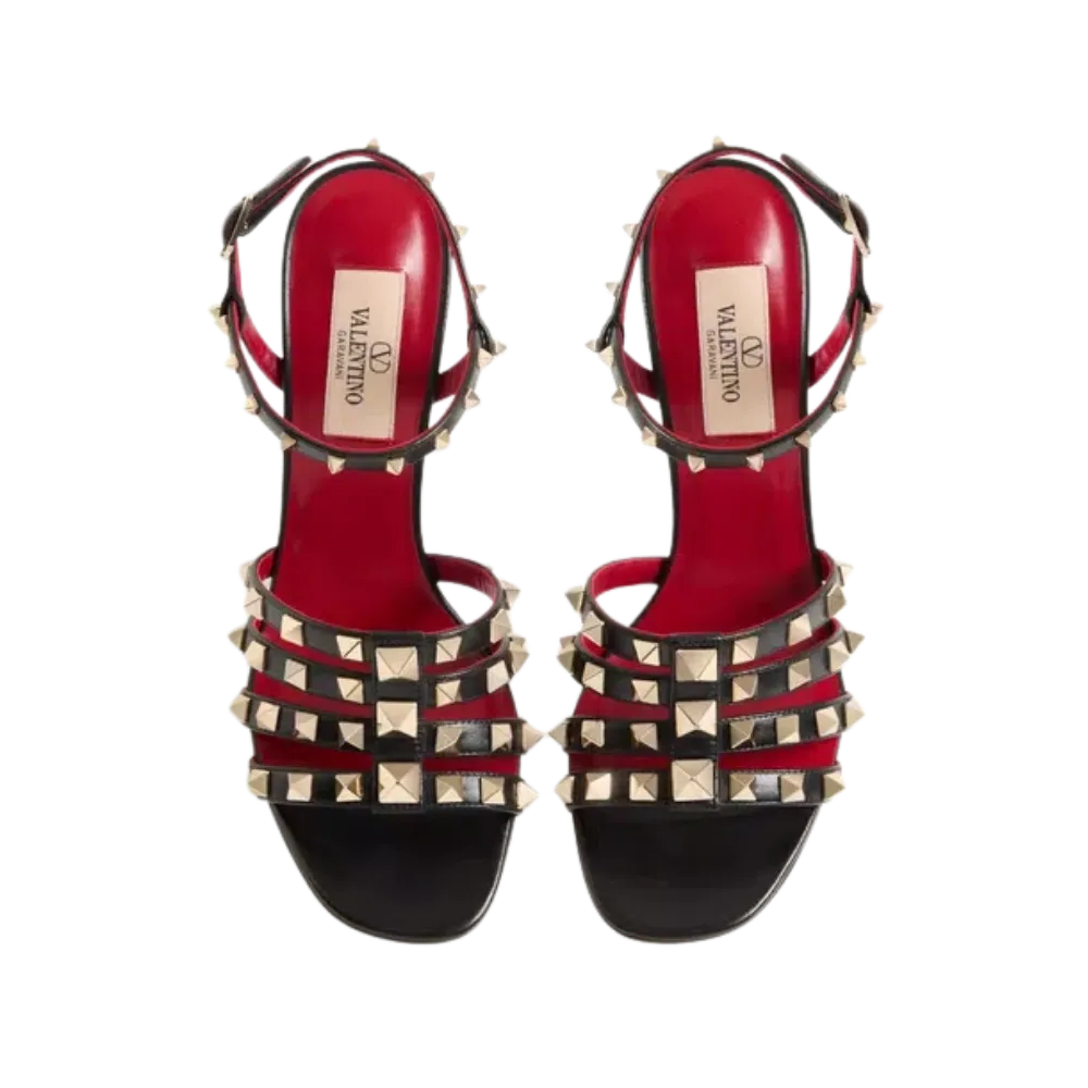 Valentino Rockstud Kidskin Sandal 100mm Black
