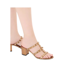 Valentino Rockstud Slide Sandal In Laminated Nappa Leather 60mm Gold