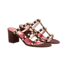 Valentino Rockstud Slide Sandal In Suede 60mm Ebony