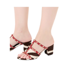 Valentino Rockstud Slide Sandal In Pony-Effect Calfskin 60mm Marrone