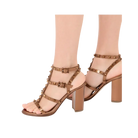 Valentino Rockstud Metallic Calfskin Ankle Strap Sandal 90mm Bronze