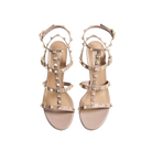 Valentino Rockstud Calfskin Ankle Strap Sandal 60mm Poudre