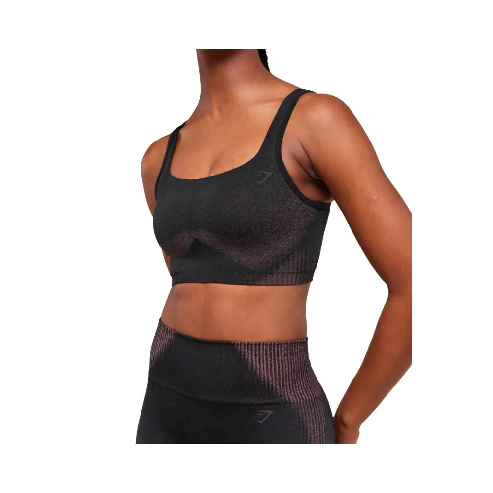 Gymshark Diffuse Seamless Sports Bra - Light Support Black/Calm Pink
