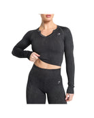 Gymshark Adapt Camo Seamless Long Sleeve Top Body fit Asphalt Grey/Black