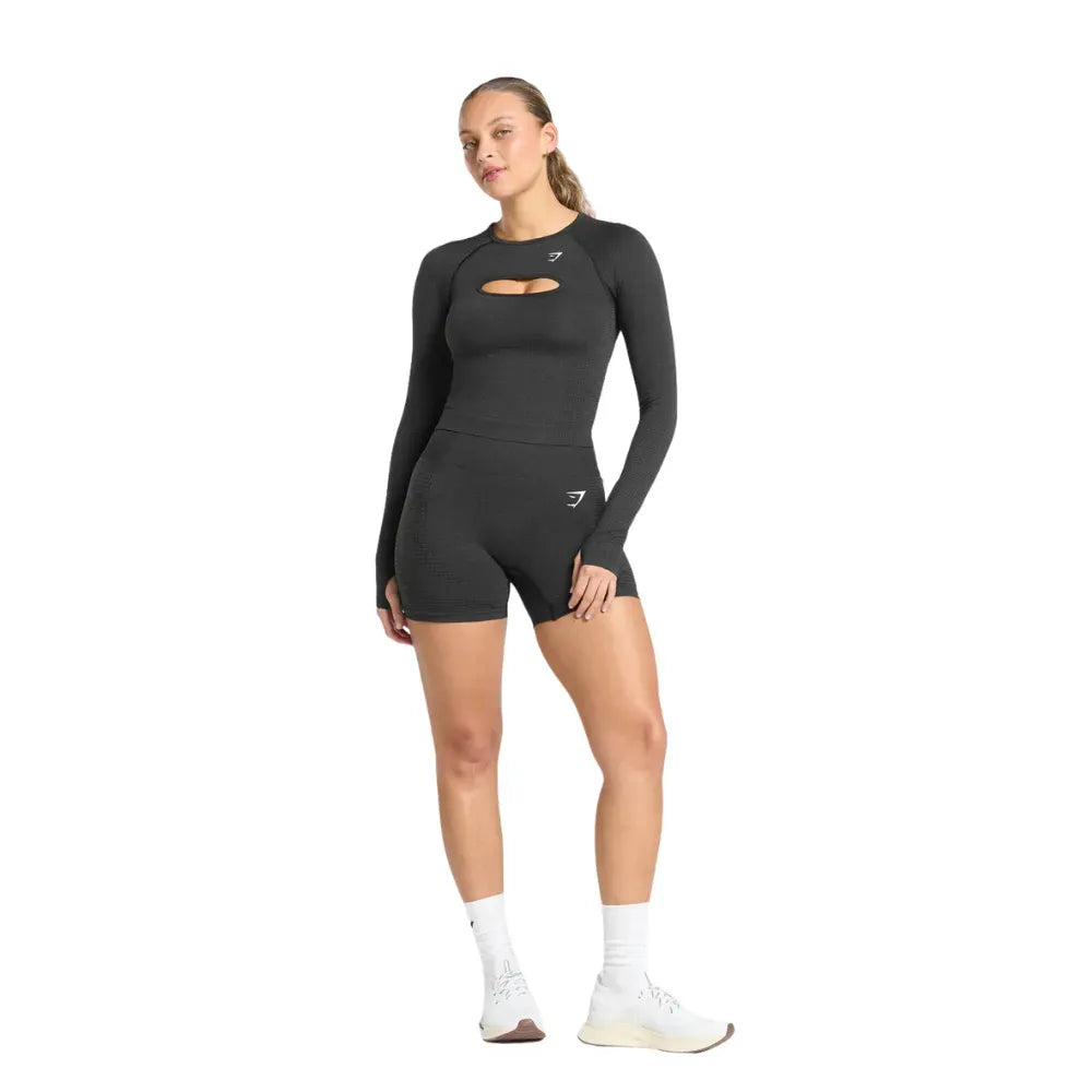 Gymshark Vital Long Sleeve Cut Out Top Black Marl