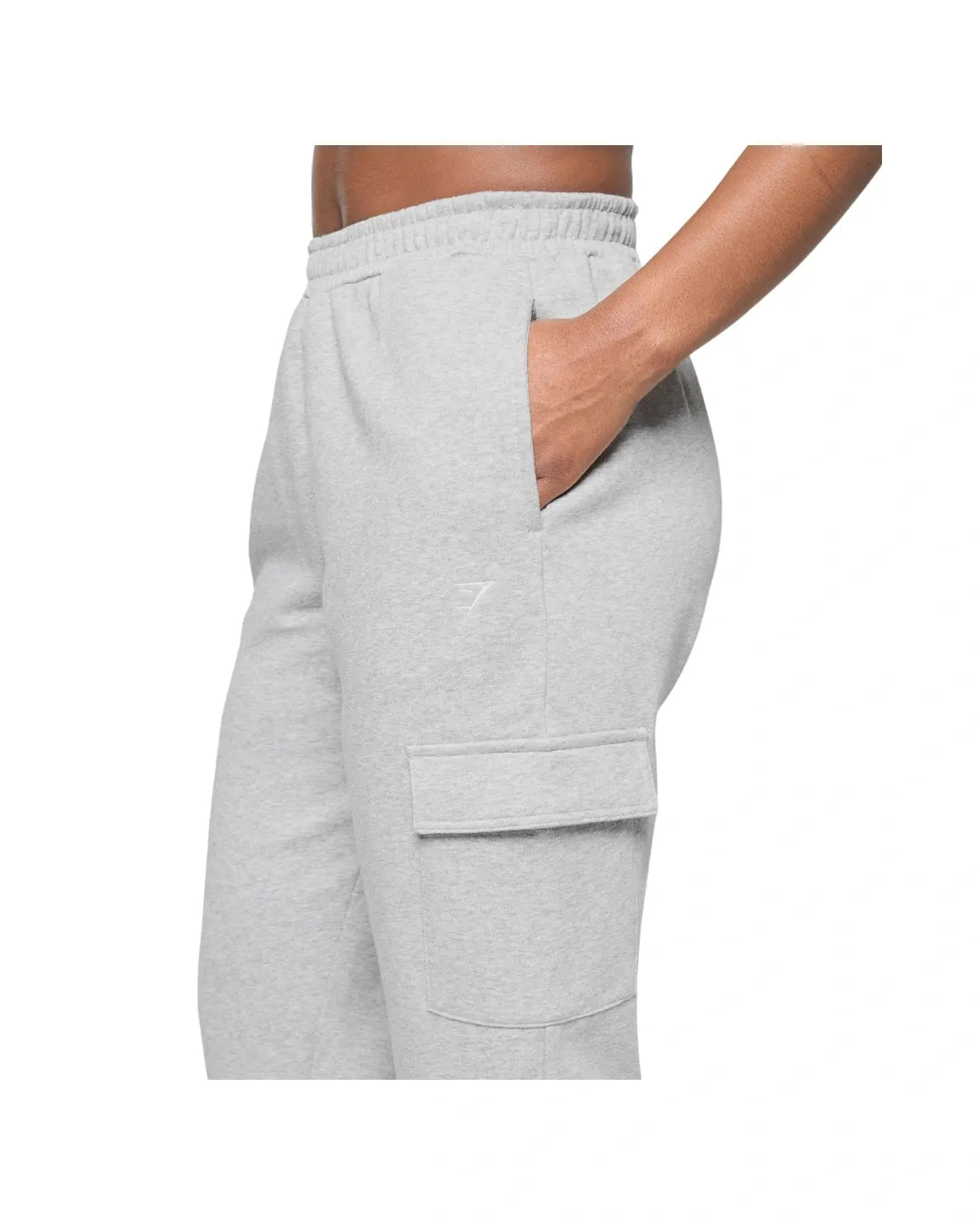 Gymshark Fleece Cargo Joggers Light Grey Coral Marl