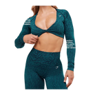 Gymshark Adapt Animal Long Sleeve Crop Top Navy/Brand Blue