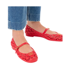 Valentino Ondette Rubber Ballerina With Scallop Pattern 05mm Coral