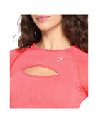 Gymshark Vital Long Sleeve Cut Out Top Coral Red Marl