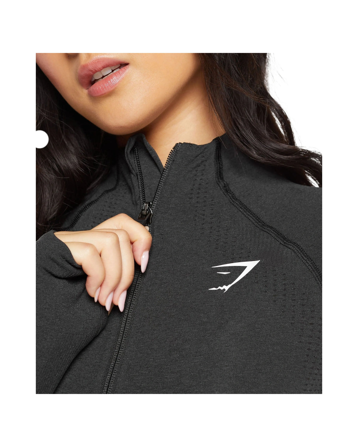 Gymshark Vital Midi Zip Up Jacket Black Marl