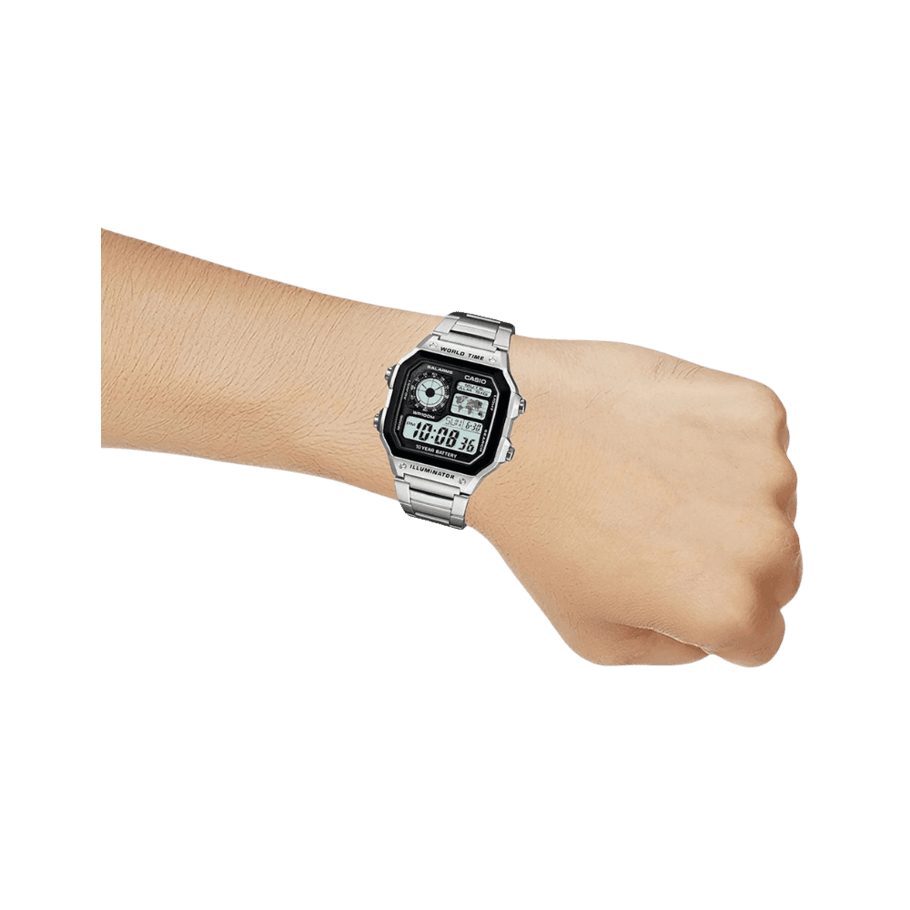 Casio Youth Unisex Black Dial Digital Stainless Steel Watch D099 - AE-1200WHD-1AVDF
