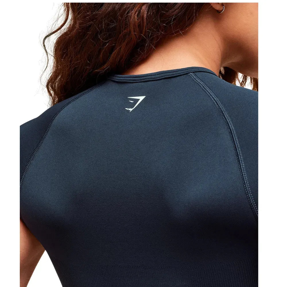 Gymshark Lift Varsity Seamless Midi T-Shirt Heavy Blue