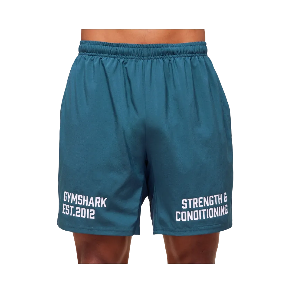 GymShark S&C Graphic 7" Shorts Success Blue