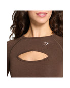 Gymshark Vital Long Sleeve Cut Out Top Body fit Espresso Marl