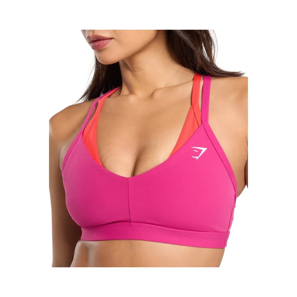 Gymshark Double Up Sports Bra - Light Support Winning Pink/Coral Red