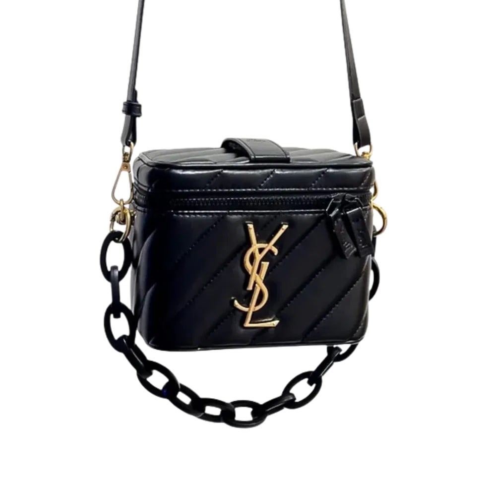 YSL Beauty Rectangular Quilted Cosmetic Bag - Gold Logo