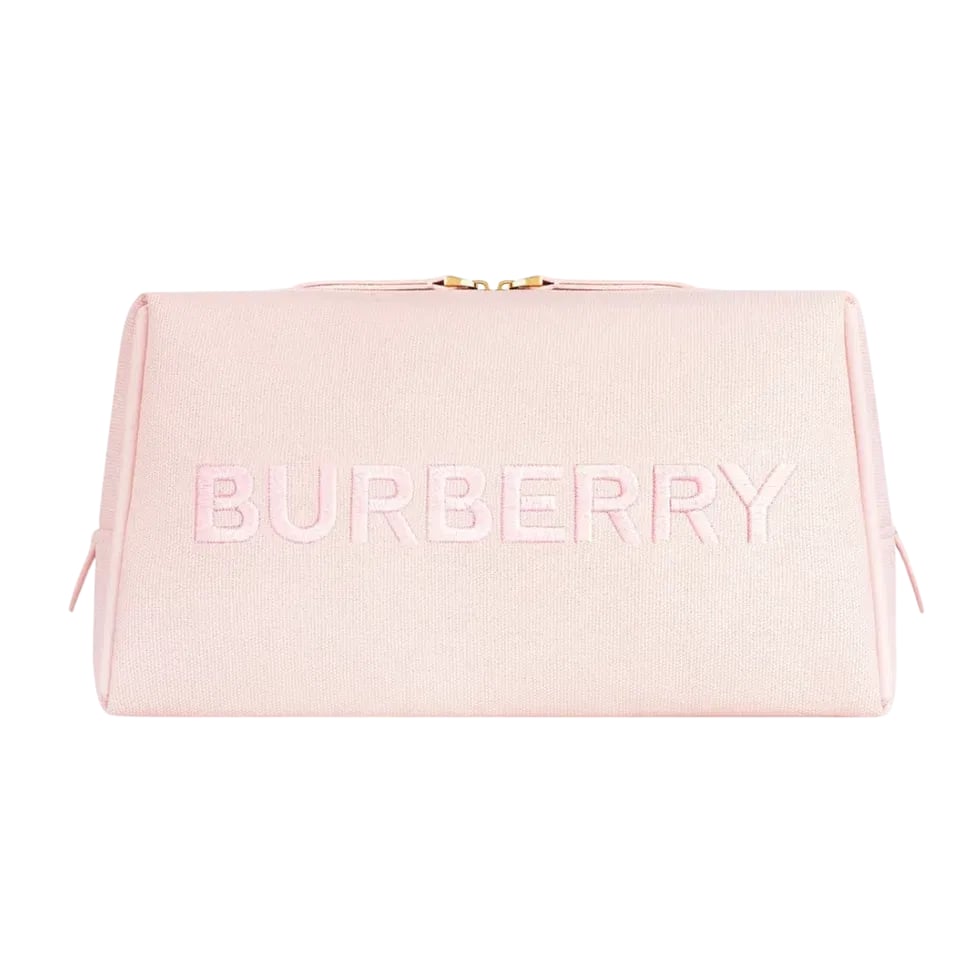Burberry Embossed Logo Canvas Pouch - Pink
